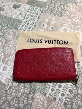 Louis Vuitton Red Embossed Monogram Zip Wallet